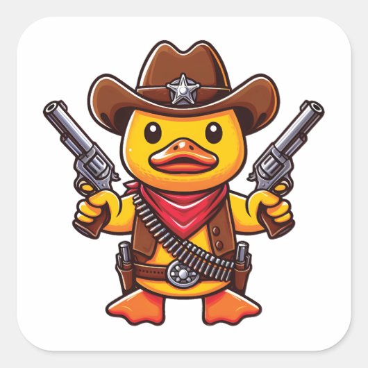 Cowboy Duck Sheriff Vierkante Sticker (Voorkant)