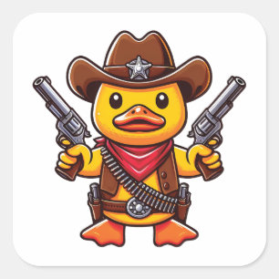 Cowboy Duck Sheriff Vierkante Sticker