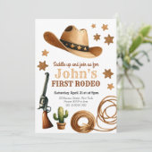 Cowboy Eerste Rodeo 1e Verjaardag Kaart (Staand voorkant)