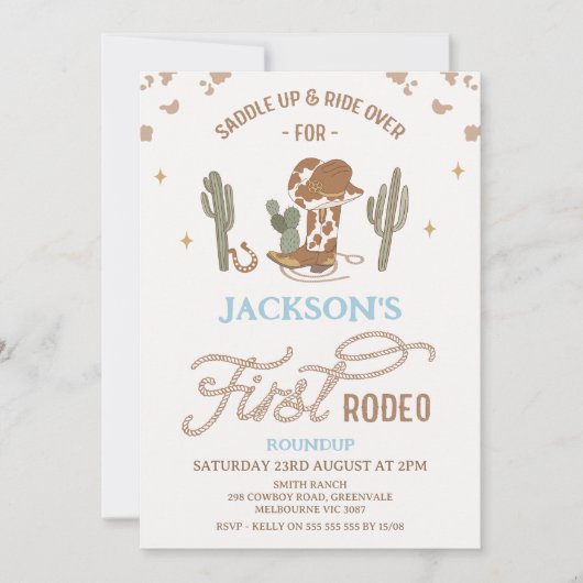  cowboy eerste rodeo 1e verjaardag kaart (Voorkant)