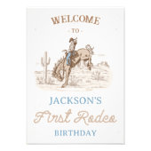 Cowboy eerste Rodeo 1e verjaardag welkomstbord Foto Afdruk (Voorkant)