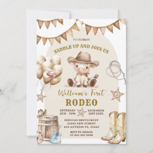 Cowboy eerste Rodeo ballonnen verjaardag uitnodigi Kaart