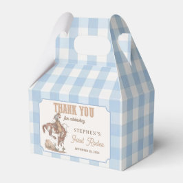 Cowboy Eerste Rodeo Blauwe Gingham Favor Doos Bedankdoosjes