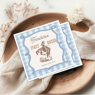 Cowboy Eerste Rodeo Gingham Verjaardagsservetten Servet