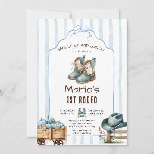 Cowboy eerste Rodeo Pumpkin verjaardag Kaart (Voorkant)