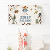 Cowboy Eerste Rodeo Terracotta 1e Verjaardagsfeest Spandoek (Insitu)