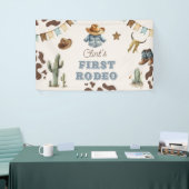 Cowboy Eerste Rodeo Terracotta 1e Verjaardagsfeest Spandoek (Beurs)