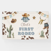 Cowboy Eerste Rodeo Terracotta 1e Verjaardagsfeest Spandoek (Horizontaal)