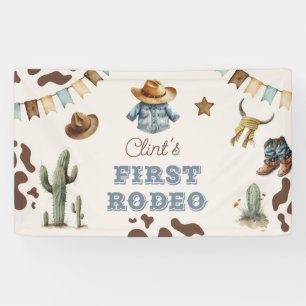 Cowboy Eerste Rodeo Terracotta 1e Verjaardagsfeest Spandoek
