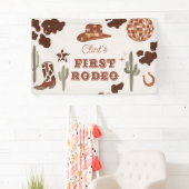 Cowboy Eerste Rodeo Terracotta 1e Verjaardagsfeest Spandoek (Insitu)