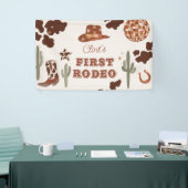 Cowboy Eerste Rodeo Terracotta 1e Verjaardagsfeest Spandoek (Beurs)