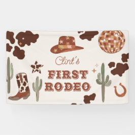 Cowboy Eerste Rodeo Terracotta 1e Verjaardagsfeest Spandoek