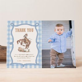 Cowboy Eerste Rodeo Verjaardag Foto Bedankt Kaart
