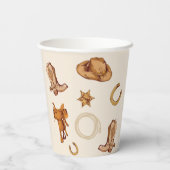 Cowboy eerste Rodeo Verjaardag Geslacht Neutraal Papieren Bekers (Achterkant)