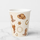 Cowboy eerste Rodeo Verjaardag Geslacht Neutraal Papieren Bekers (Voorkant)