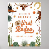 Cowboy Eerste Rodeo Verjaardag Welkom Poster (Voorkant)