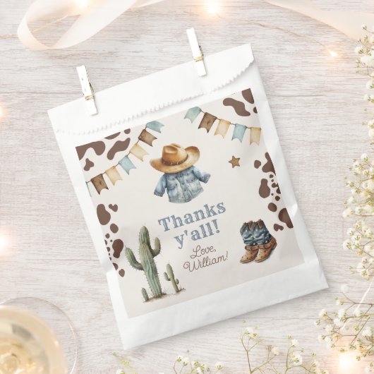 Cowboy Eerste Rodeo verjaardag Wild West Bedankt Bedankzakje (Geknipt)