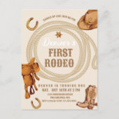 Cowboy Eerste Rodeo Verjaardagsuitnodiging Geslach Briefkaart (Voorkant)