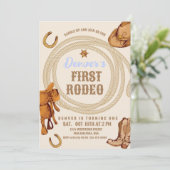 Cowboy Eerste Rodeo Verjaardagsuitnodiging Geslach Kaart (Staand voorkant)