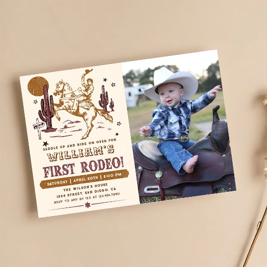Cowboy eerste Rodeo Westerne Verjaardagsfoto Kaart