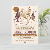 Cowboy Eerste Rodeo Westerne Verjaardagsuitnodigin Kaart (Staand voorkant)
