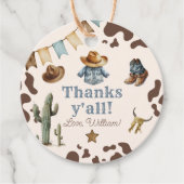 Cowboy Eerste Rodeo Wild West Verjaardag Bedankt Bedankjes Labels (Voorkant)