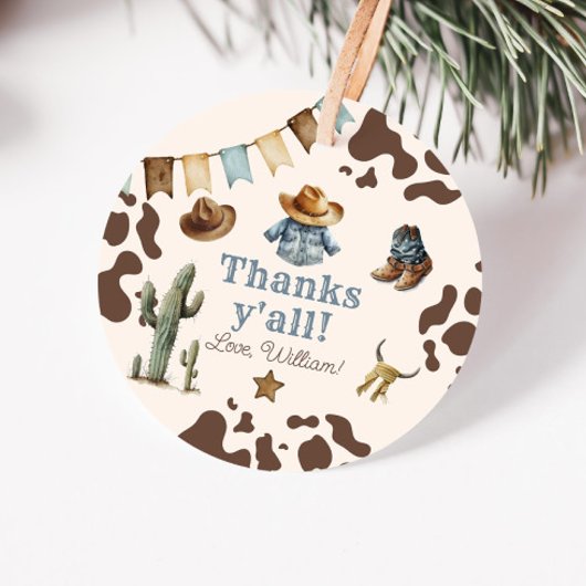 Cowboy Eerste Rodeo Wild West Verjaardag Bedankt Bedankjes Labels