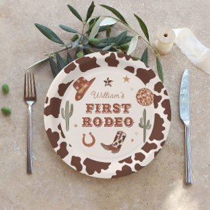 Cowboy Eerste Rodeo Wild West Verjaardagsfeest Papieren Bordje