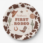 Cowboy Eerste Rodeo Wild West Verjaardagsfeest Papieren Bordje (Voorkant)
