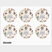 Cowboy Eerste Rodeo Wild West Verjaardagsfeest Ronde Sticker (Vel)