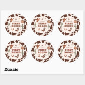 Cowboy Eerste Rodeo Wild West Verjaardagsfeest Ronde Sticker (Vel)