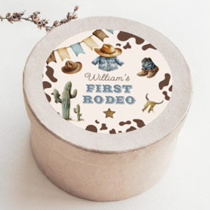 Cowboy Eerste Rodeo Wild West Verjaardagsfeest Ronde Sticker