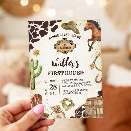 Cowboy Eerste Rodeo Wild West Verjaardagsuitnodigi Kaart