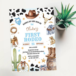 Cowboy Eerste Rodeo Wilde Westen 1e Verjaardag Kaart