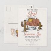 Cowboy eerste verjaardag feest uitnodiging Wilde W (Voorkant / Achterkant)