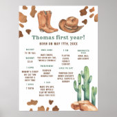 Cowboy eerste verjaardag mijlpaal verjaardag poster (Voorkant)