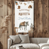 Cowboy Eerste Verjaardagsfeest Wilde Westen Spandoek