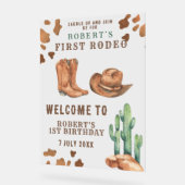 COWBOY eerste verjaardagsfeestje Acryl Bord (Hoek)