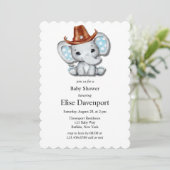 Cowboy Elephant Boy Baby shower Kaart (Staand voorkant)