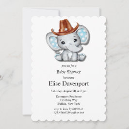 Cowboy Elephant Boy Baby shower Kaart