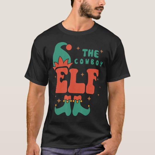 Cowboy Elf Familie Matching Kerstmis Ps Grappig T-shirt (Voorkant)