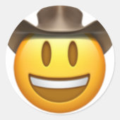 Cowboy emoji face ronde sticker (Voorkant)