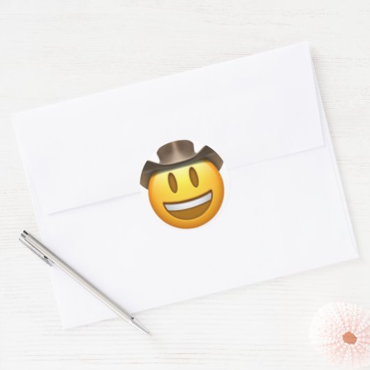 Cowboy emoji face ronde sticker (Envelop)