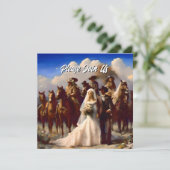 Cowboy en bruid Outdoor Blue Bruiloft Kaart (Staand voorkant)