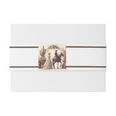 Cowboy en bruid Westerne stijl bruiloft bruin Uitnodigingen Wikkel (Achterkant Voorbeeld)