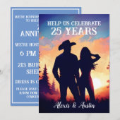 Cowboy en Cowgirl 25e Jubileum Kaart (Voorkant / Achterkant)