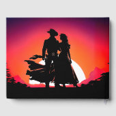 Cowboy en Cowgirl bij Sundown Bruiloft Gastenboek (Achterkant)