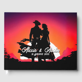 Cowboy en Cowgirl bij Sundown Bruiloft Gastenboek
