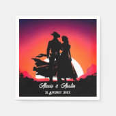 Cowboy en Cowgirl bij Zonsondergang Servet (Voorkant)