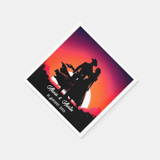 Cowboy en Cowgirl bij Zonsondergang Servet (Hoek)